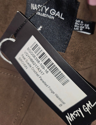 NASTY GAL - PREMIUM SUEDE AND CROCHET PATCHED FRINGED VEST AND SHORTS BNWT RRP $808 AS SET