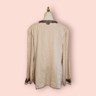 CHASING UNICORNS - LINEN CROCHET PATTERN LIGHTWEIGHT JACKET Est. Retail Price $390