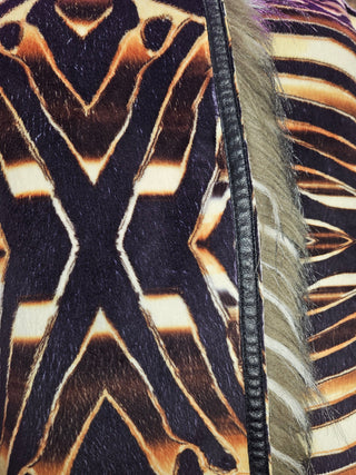 CUSTO BARCELONA - VINTAGE EUROPEON ANIMAL PRINTED SUEDE LIKE COAT WITH FAUX FUR TRIM & LINING est. RRP AU $1200