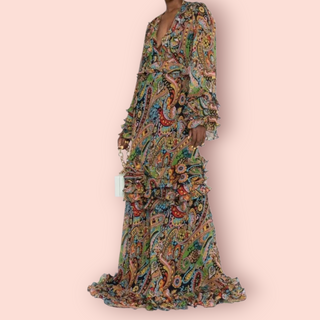ETRO - Bohemian Silk Maxi Multicolour Paisley Dress RRP $6069 NWT