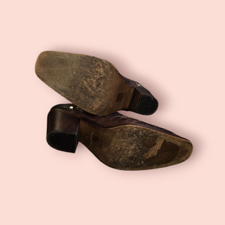 FREE PEOPLE - EMMETT WESTERN WOVEN BROWN ANKLE BOOTS RRP $238