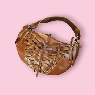 BALLY - VINTAGE LEATHER & SUEDE HOBO WOVEN SHOULDER BAG Est. RRP $1500