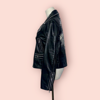 WHEELS & DOLLS BABY - VINTAGE LEATHER EMBELLISHED LOGO JACKET BNWT