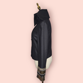 SASS & BIDE - 'HERE WE GO AGAIN' WOOL BLEND EMBELLISHED Jacket with Peter Pan Collar est RRP $1120