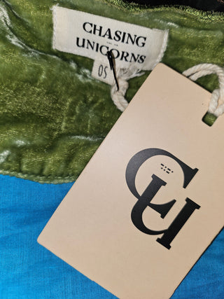 CHASING UNICORNS - 'ONE NIGHT IN HEAVEN' Silk Velvet & Embroidered Short Housecoat  RRP $592 NWT (current season)