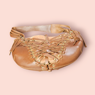 BALLY - VINTAGE LEATHER & SUEDE HOBO WOVEN SHOULDER BAG Est. RRP $1500