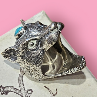 SPELL - ICONIC VINTAGE SILVER WOLF & TURQUOISE RING