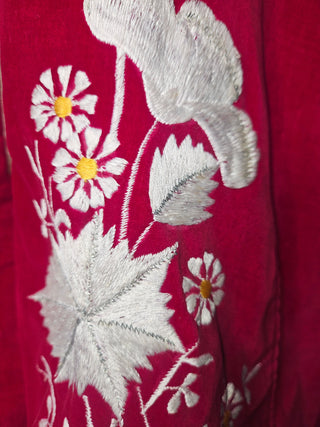 VINTAGE - MERLOT VELVET Handstitched EMBROIDERED Lightweight JACKET