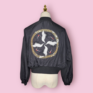 SWAN EMBROIDERED & SEQUIN BOMBER LIGHTWEIGHT JACKET