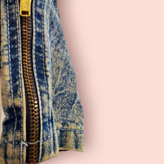 VINTAGE - 80'S DENIM ACID WASH EMBELLISHED CROPPED DENIM JACKET