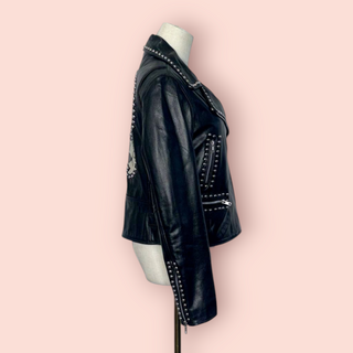 WHEELS & DOLLS BABY - VINTAGE LEATHER EMBELLISHED LOGO JACKET BNWT