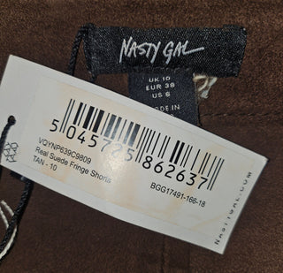 NASTY GAL - PREMIUM SUEDE AND CROCHET PATCHED FRINGED VEST AND SHORTS BNWT RRP $808 AS SET
