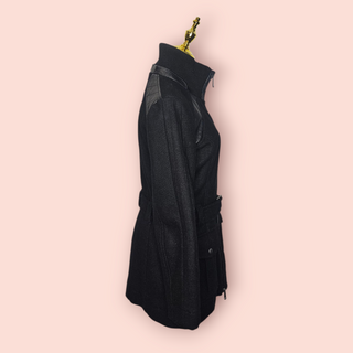 DIESEL - Vintage Wool & Leather Trench Coat Style Coat with Leather Patches est. RRP $750