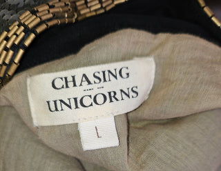 CHASING UNICORNS - RARE HEAVILY SILVER & GOLD CONTRAST SEQUIN JACKET est. RRP $930
