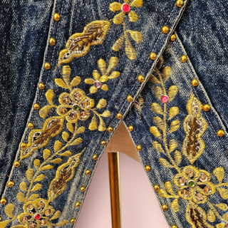 VINTAGE FOUR SEASONS - 80'S ACID WASH HAND EMBROIDED EMBELLISHED JACKET