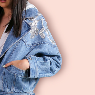 TRELISE COOPER COUTURE - "HELLO IM DOLLY" denim jacket RRP $799