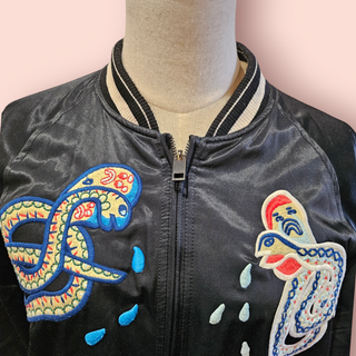 DIESEL- VINTAGE REVERSIBLE EMBROIDED PATCHED BOMBER JACKET Est. retail price $580