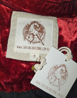 CHASING UNICORNS - WILD HORSES RED VELVET SILK JACKET BNWT