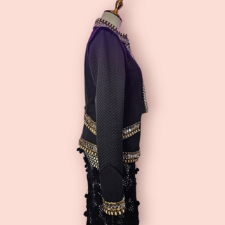 IXIAH - RARE DOUBLE FRONT ZIP EMBELLISHED BLAZER est. RRP $720