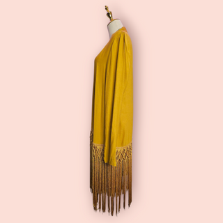 FREE PEOPLE - MUSTARD FRINGED KIMONO est. RRP $240 BNWT