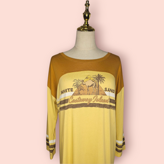 SPELL - Vintage 'ONE SAND' Organic Tee - Mustard RRP $ 119.00 NWT