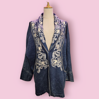 AMERICAN CLASSICS - VINTAGE 80s EMBROIDERED & EMBELLISHED WESTERN STYLE DENIM JACKET