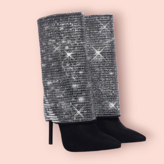 AZALEA WANG - "MILLONIA" SILVER FOLD OVER DIMONTE SUEDE BOOTS RRP $238 NWT