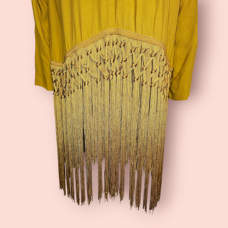 FREE PEOPLE - MUSTARD FRINGED KIMONO est. RRP $240 BNWT