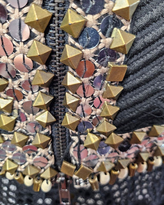 IXIAH - RARE DOUBLE FRONT ZIP EMBELLISHED BLAZER est. RRP $720