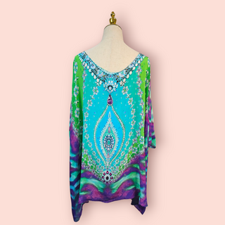 CAMILLA -Vintage Swarovski Crystal Psychedelic Top / Mini Festival Dress Est. RRP $499