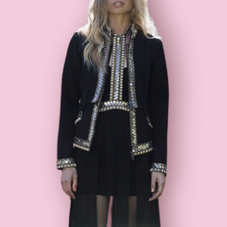 IXIAH - RARE DOUBLE FRONT ZIP EMBELLISHED BLAZER est. RRP $720