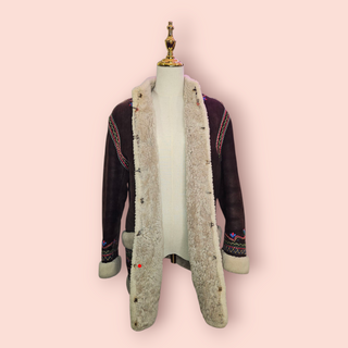 VINTAGE - AUTHENTIC POLISH 70s SUEDE COAT WITH DETAILED EMBROIDERY