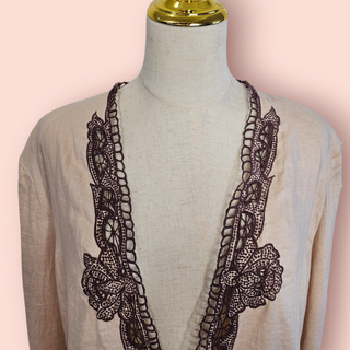 CHASING UNICORNS - LINEN CROCHET PATTERN LIGHTWEIGHT JACKET Est. Retail Price $390