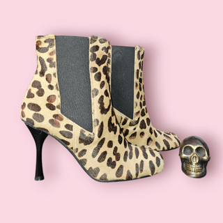 DOLCE & GABBANA LEOPARD PRINT PONY HAIR ANKLE BOOTS BNWT RRP $795