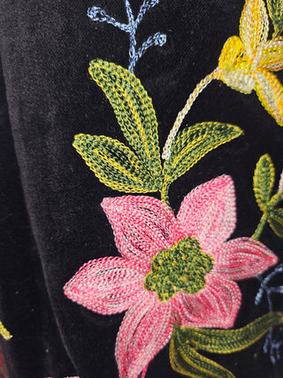 CHASING UNICORNS - 'BURN IT DOWN' Velvet Handsewn Embroidered Flared Pants est. RRP $420 NWT