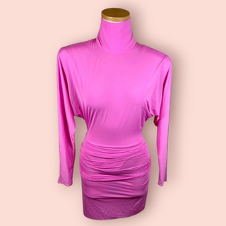 ALEX PERRY - OPEN BACK DRAPE MINI JERSEY DRESS Candy Est. RRP $980 NWT