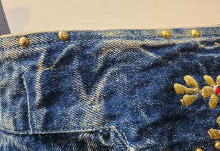 VINTAGE FOUR SEASONS - 80'S ACID WASH HAND EMBROIDED EMBELLISHED JACKET