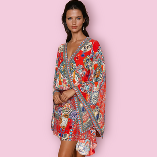 CAMILLA - 'FOUND IN TRANSLATION' V-neck Kimono Dress RRP $670 NWT