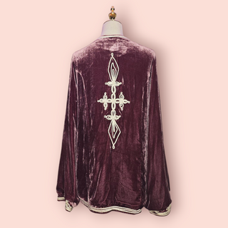 CHASING UNICORNS - "LITTLE WING" SILK VELVET JACKET with METALLIC GOLD DETAILING est. RRP $547