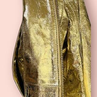 ZADIG & VOLTAIRE - 'LARSONA' Foil Coat Gold Leather Bomber RRP $1838