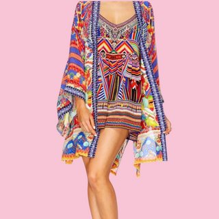 CAMILLA -'RIO RIOT' Tie Up Silk Kimono RRP $880