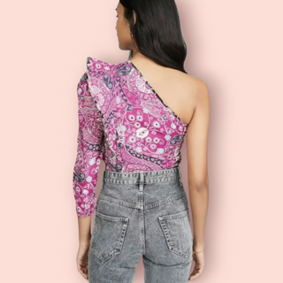 ISABEL MARANT ETOILE - 'CARINA' One Shoulder Top Floral Print Est. RRP $590