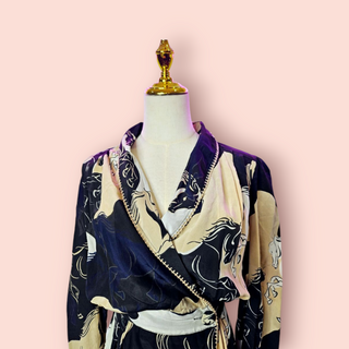 CHASING UNICORNS - WILD HORSES CROSS OVER SILK DRESS BNWT RRP $380