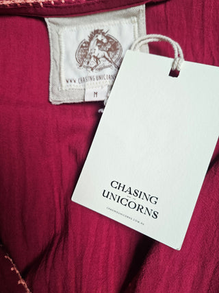 CHASING UNICORNS - 'IT'S A DREAM' Embroidered Balloon Sleeve Mini Dress with Crochet Trim Est. RRP $389