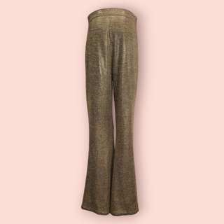 NINE LIVES BAZAAR - HENDRIX GOLD METALLIC FLARED PANTS est. RRP $169