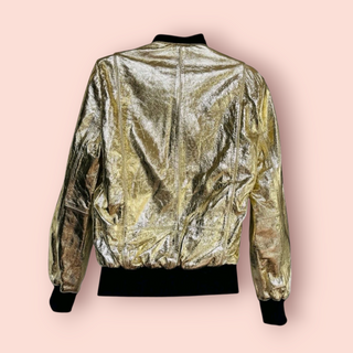 ZADIG & VOLTAIRE - 'LARSONA' Foil Coat Gold Leather Bomber RRP $1838