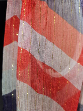 TALULAH - 'RAINBOW SWIRL' 70'S Inspired Silk Dress with Gold Metallic Thread Est. RRP $289