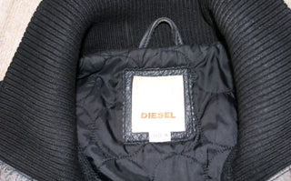 DIESEL - Vintage Wool & Leather Trench Coat Style Coat with Leather Patches est. RRP $750