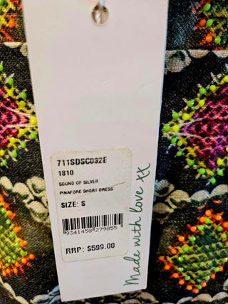 CAMILLA - 'SOUND OF SILVER' Vintage Multicolor Linen Pinafore Mini Dress BNWT Est. Retail Price $600