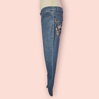 SEE BY CHLOE - VINTAGE 2008 SEASON EMBROIDERD MERMAID DENIM JEANS est. RRP $479